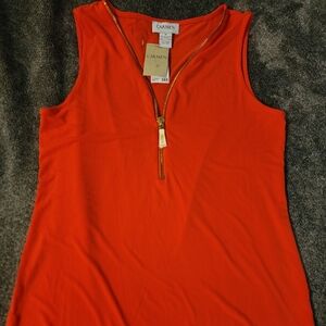 Carmen Marc Valvo Red Tank Top with V-Neck